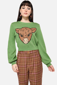 Dangerfield NZ - Grazing Cow Knit Jumper - green