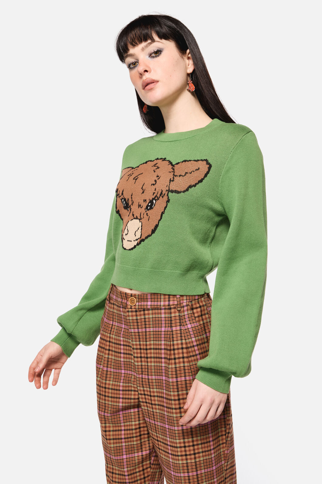 Dangerfield NZ - Grazing Cow Knit Jumper - green