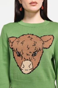 Dangerfield NZ - Grazing Cow Knit Jumper - green