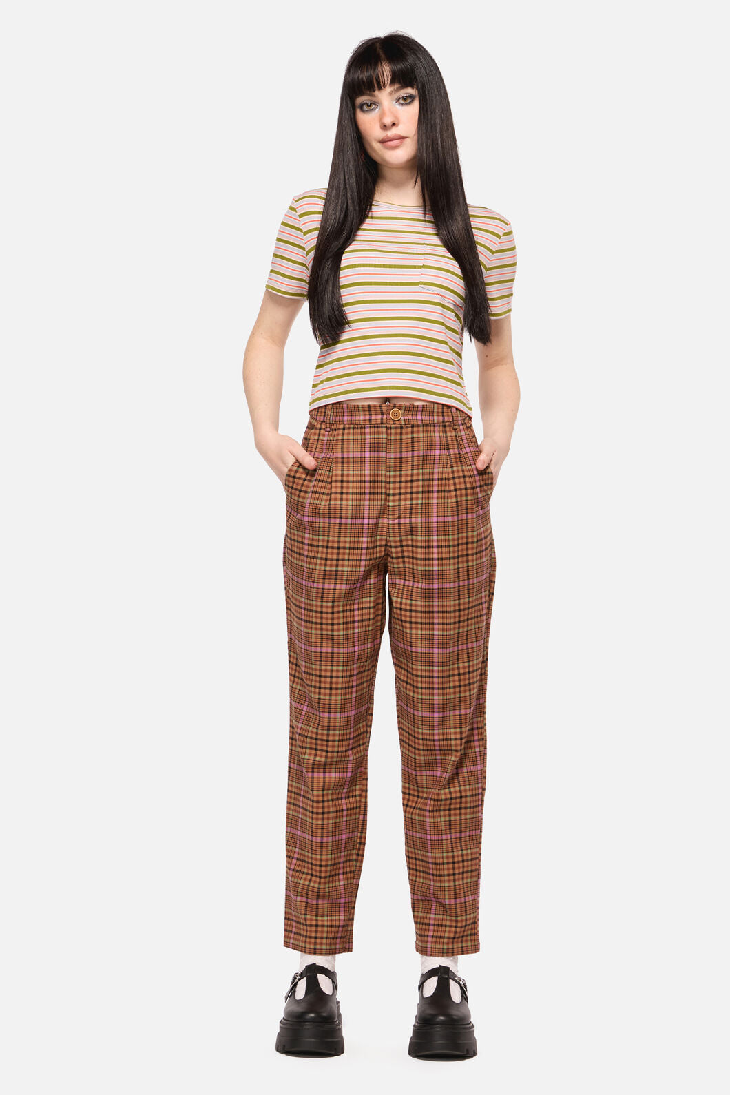 Dangerfield NZ - Rustic Check Slim Fit Pants - brown
