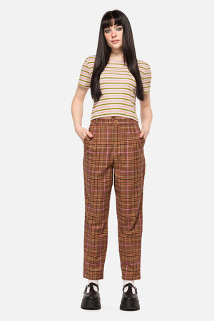 Dangerfield NZ - Rustic Check Slim Fit Pants - brown