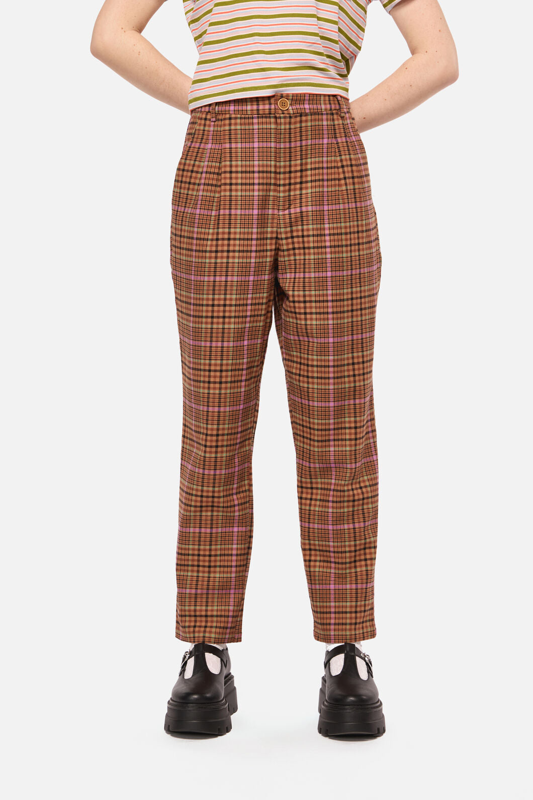 Dangerfield NZ - Rustic Check Slim Fit Pants - brown