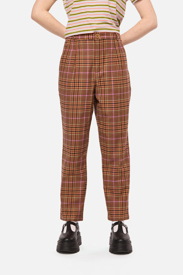 Dangerfield NZ - Rustic Check Slim Fit Pants - brown