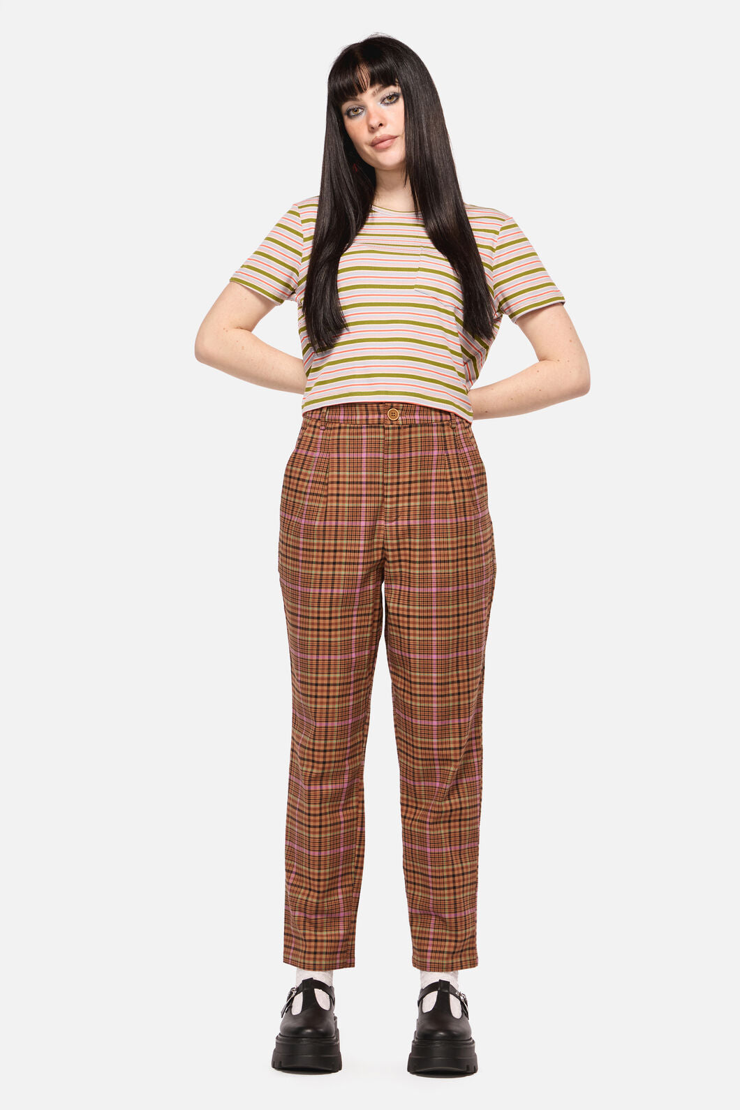 Dangerfield NZ - Rustic Check Slim Fit Pants - brown