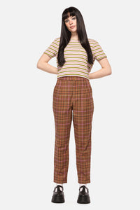 Dangerfield NZ - Rustic Check Slim Fit Pants - brown