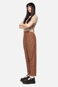 Dangerfield NZ - Rustic Check Slim Fit Pants - brown