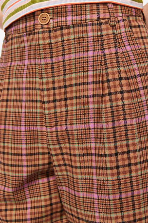 Dangerfield NZ - Rustic Check Slim Fit Pants - brown