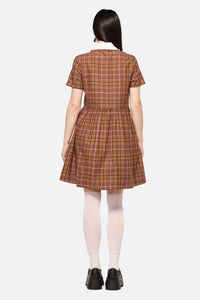 Dangerfield NZ - Rustic Check Collar Dress - brown