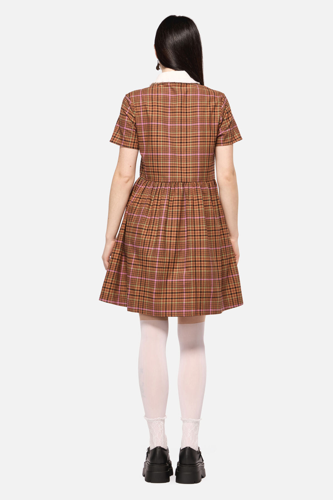 Dangerfield NZ - Rustic Check Collar Dress - brown