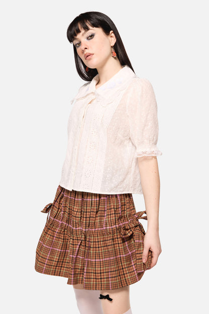 Dangerfield NZ - Friendly Cow Broderie Blouse - white