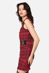 Dangerfield NZ - Over It Tartan Corset Top - red