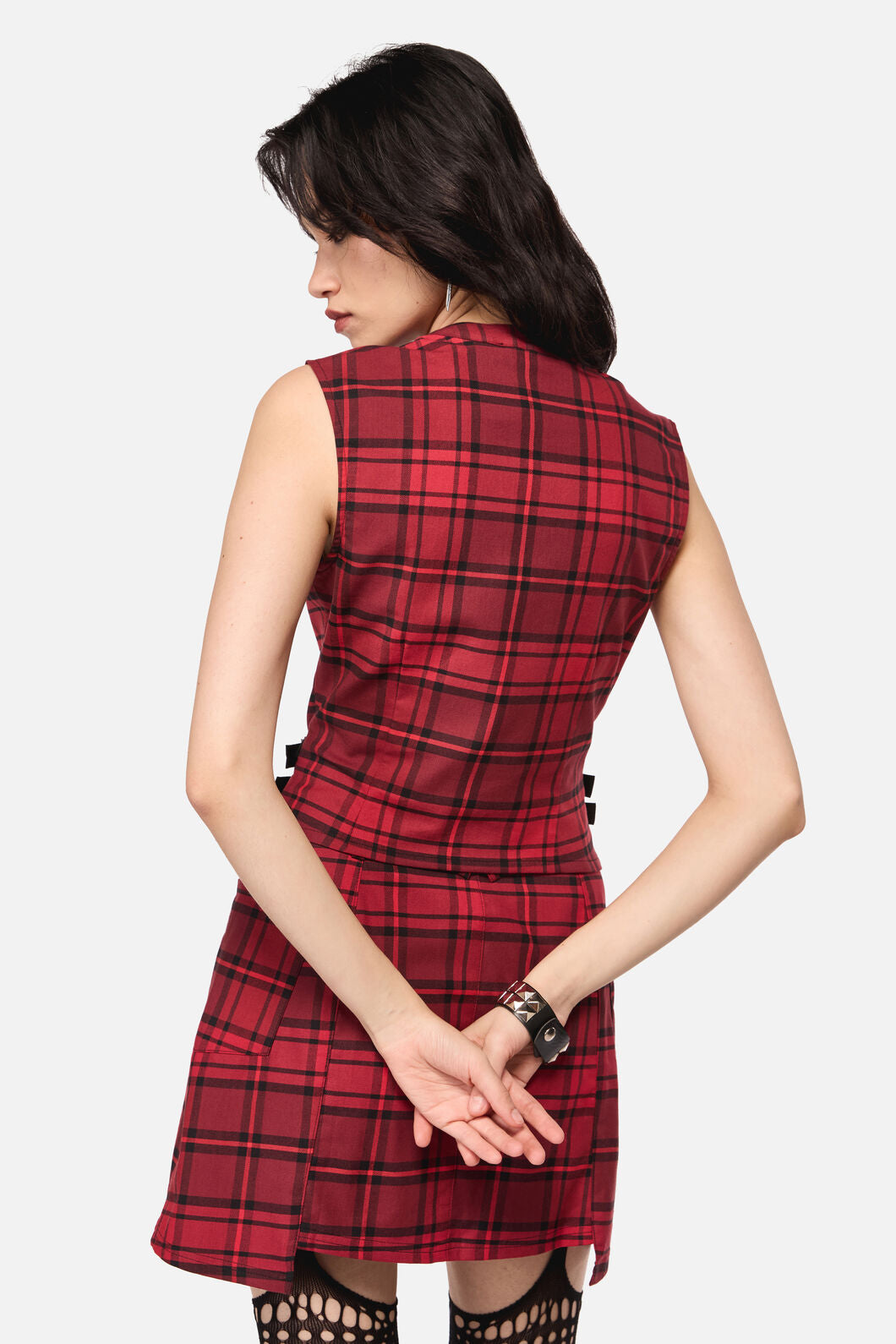 Dangerfield NZ - Over It Tartan Corset Top - red