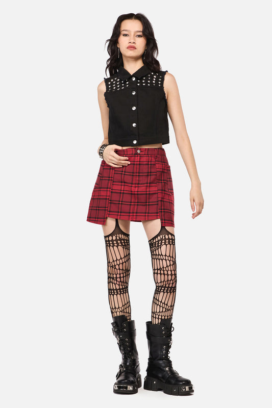 Dangerfield NZ - Over It Tartan Mini Skirt - red