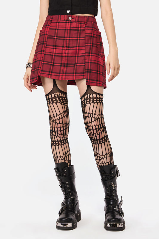Dangerfield NZ - Over It Tartan Mini Skirt - red