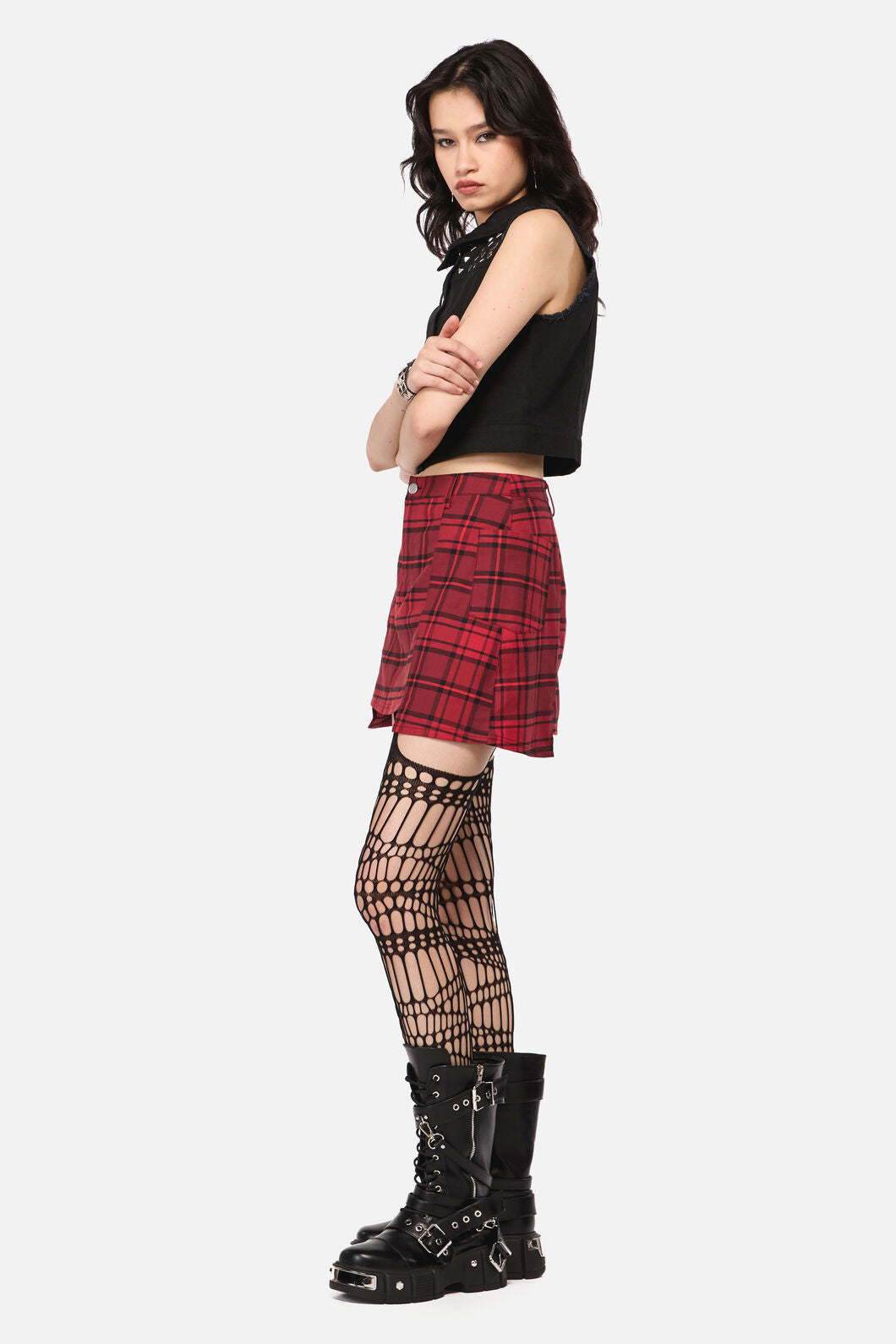 Dangerfield NZ - Over It Tartan Mini Skirt - red