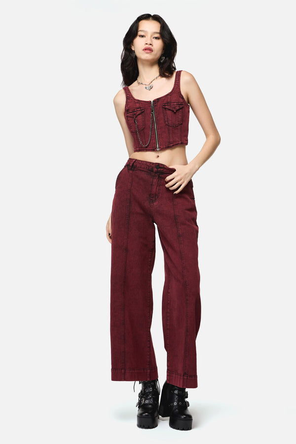 Dangerfield NZ - Barb Denim Corset Top - red