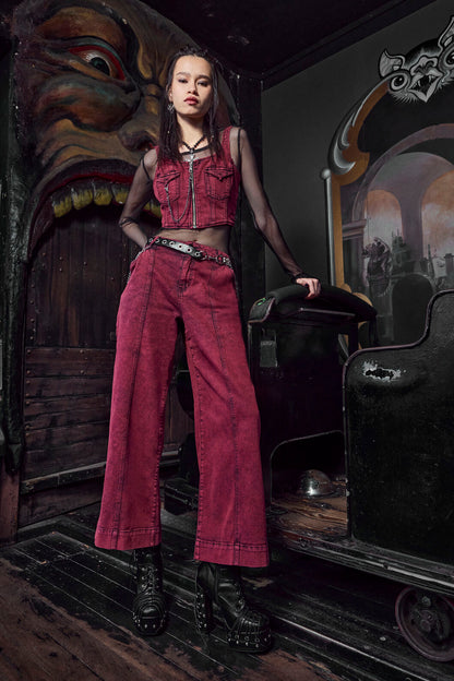 Dangerfield NZ - Barb Denim Corset Top - red