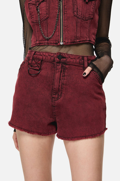Dangerfield NZ - Barb Denim Mini Short - red