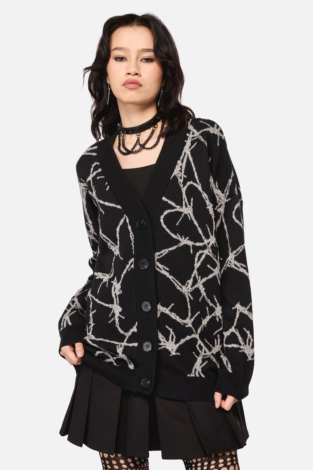 Dangerfield NZ - Sharp Hearted Os Cardigan - black