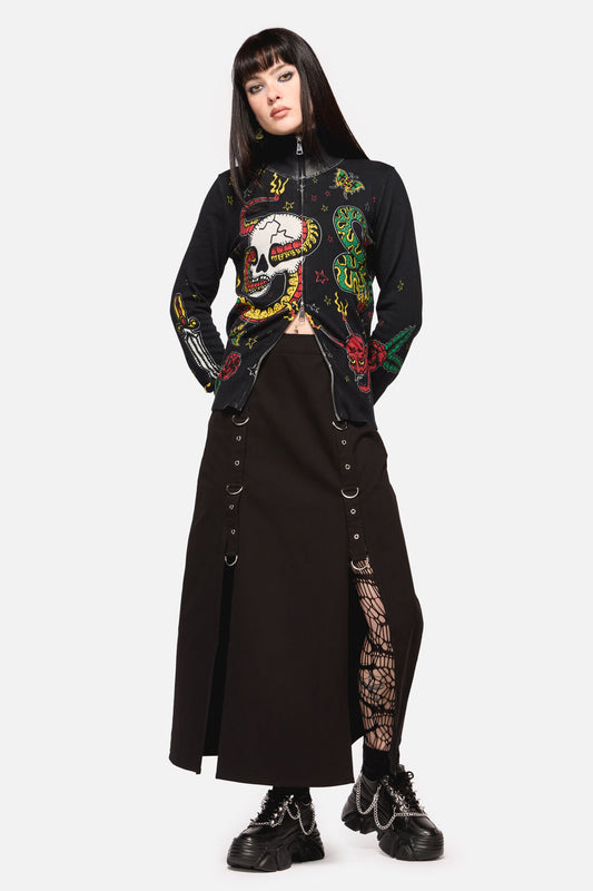 Dangerfield NZ - Defiant Punk Trim Midi Skirt - black