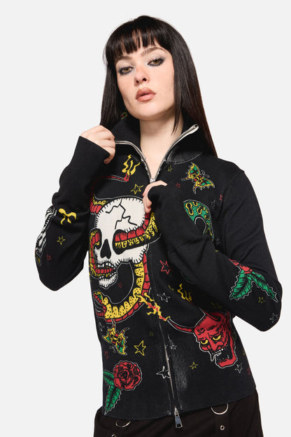 Dangerfield NZ - Lawless Grunge Zip Cardigan - black