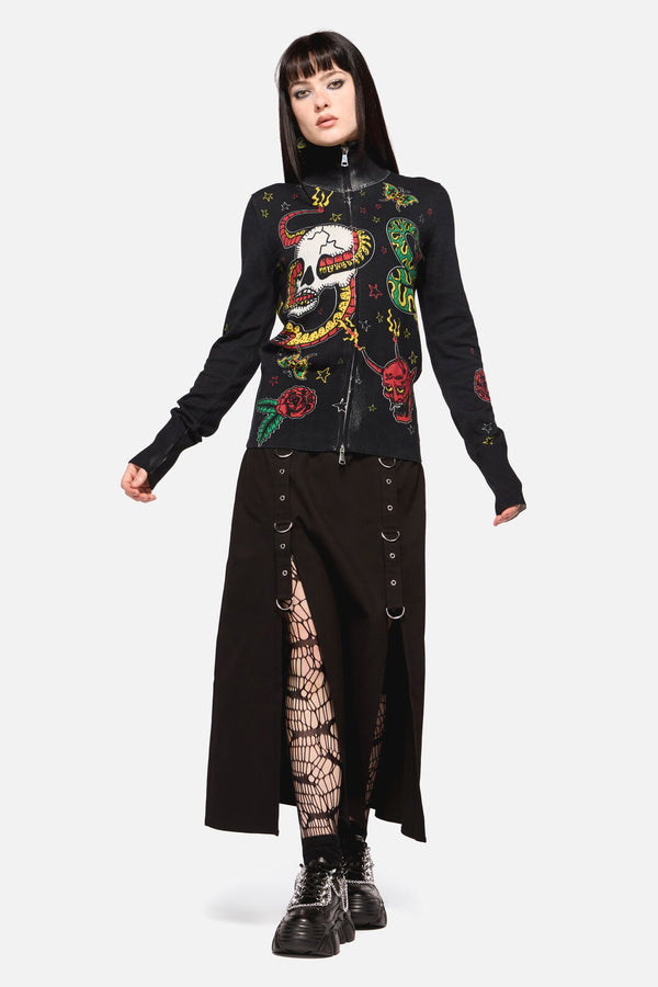 Dangerfield NZ - Lawless Grunge Zip Cardigan - black