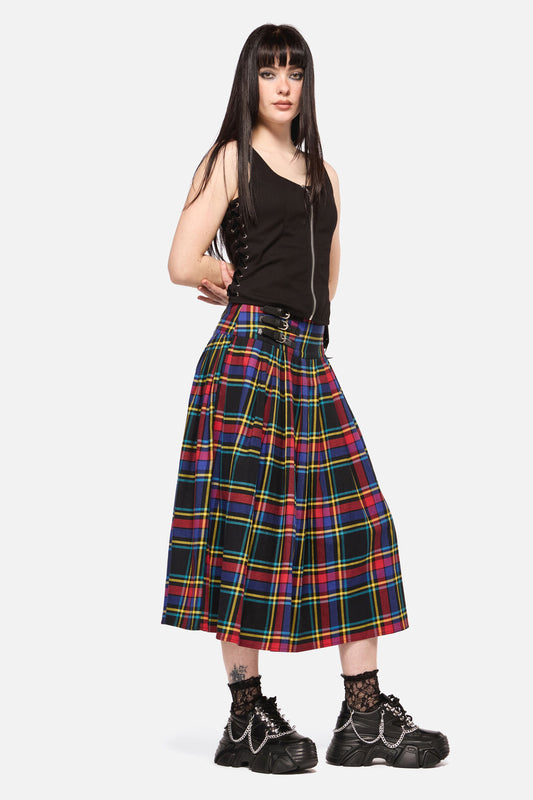 Dangerfield NZ - Anarchic Tartan Midi Skirt - multi
