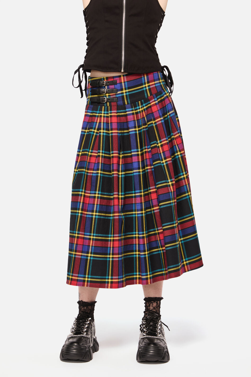 Dangerfield NZ - Anarchic Tartan Midi Skirt - multi