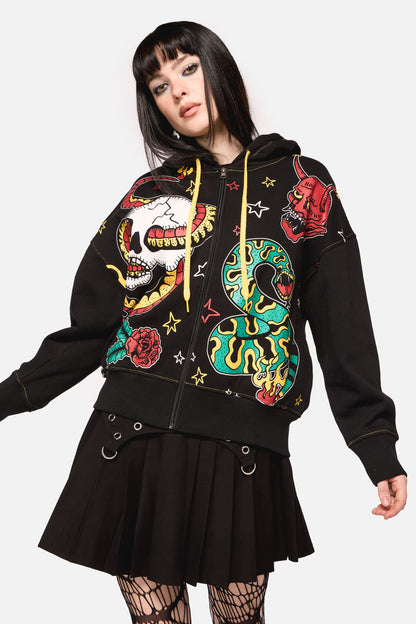 Dangerfield NZ - Lawless Print Hoodie - black