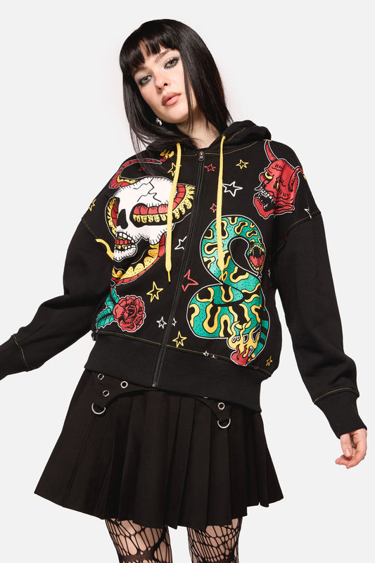 Dangerfield NZ - Lawless Print Hoodie - black