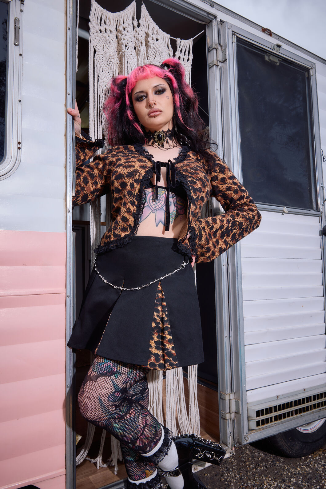 Dangerfield NZ - Leopard Tie Grunge Cardigan - brown