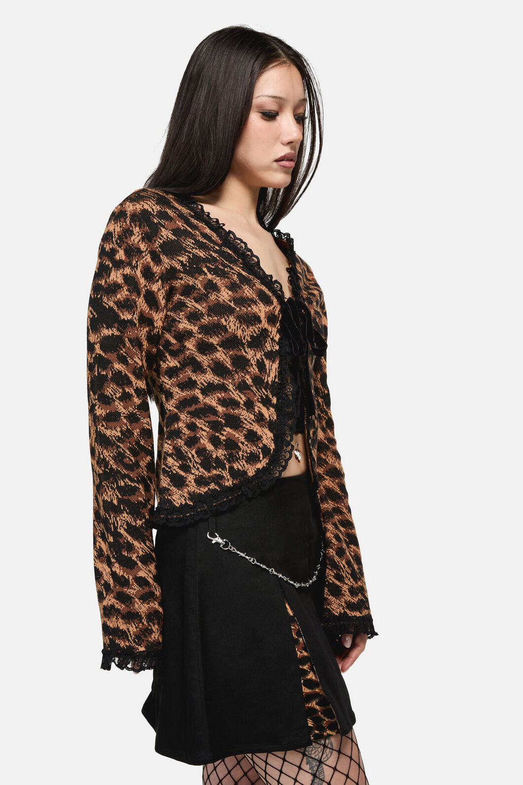 Dangerfield NZ - Leopard Tie Grunge Cardigan - brown