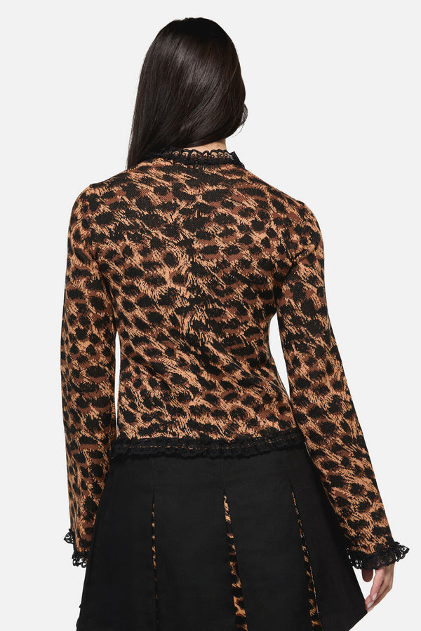 Dangerfield NZ - Leopard Tie Grunge Cardigan - brown