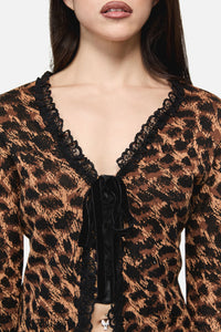 Dangerfield NZ - Leopard Tie Grunge Cardigan - brown