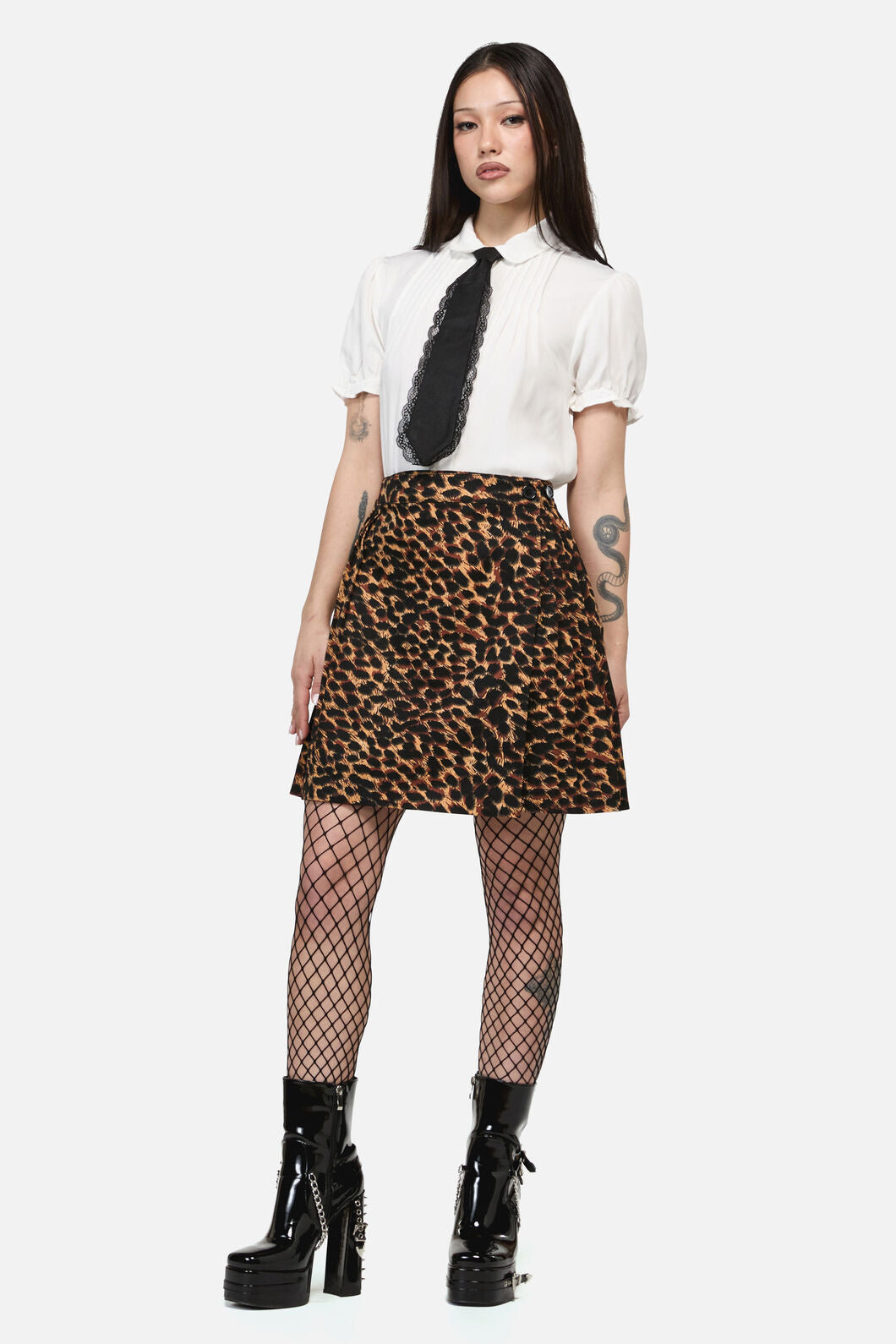 Dangerfield NZ - Leopard Print Grunge Skirt - brown