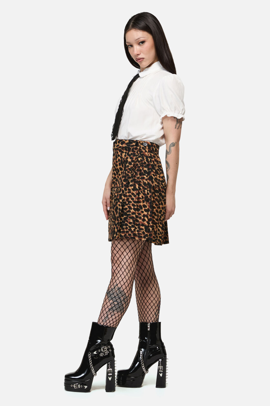 Dangerfield NZ - Leopard Print Grunge Skirt - brown