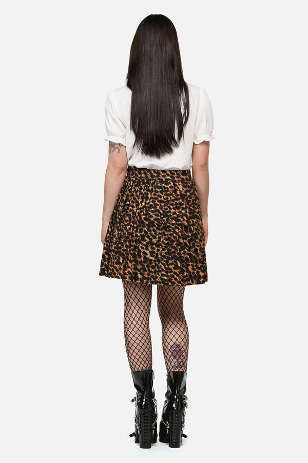 Dangerfield NZ - Leopard Print Grunge Skirt - brown
