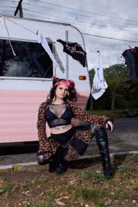 Dangerfield NZ - LeopardContrastPleatGrngeSkort - black