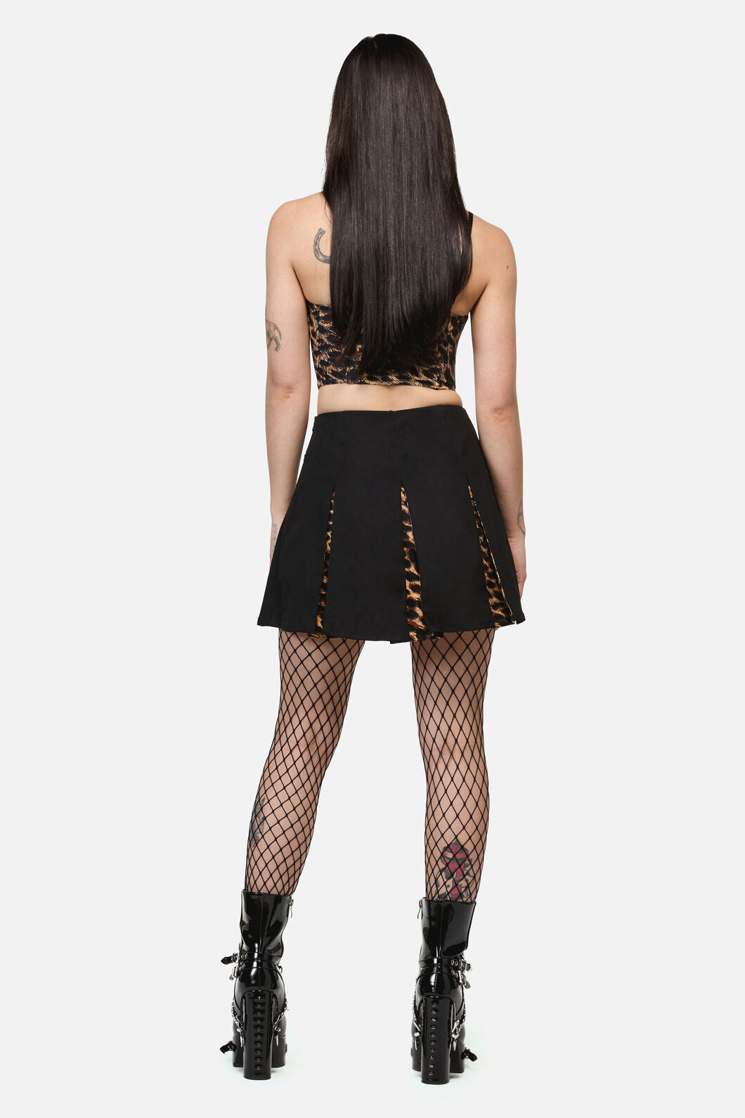 Dangerfield NZ - LeopardContrastPleatGrngeSkort - black
