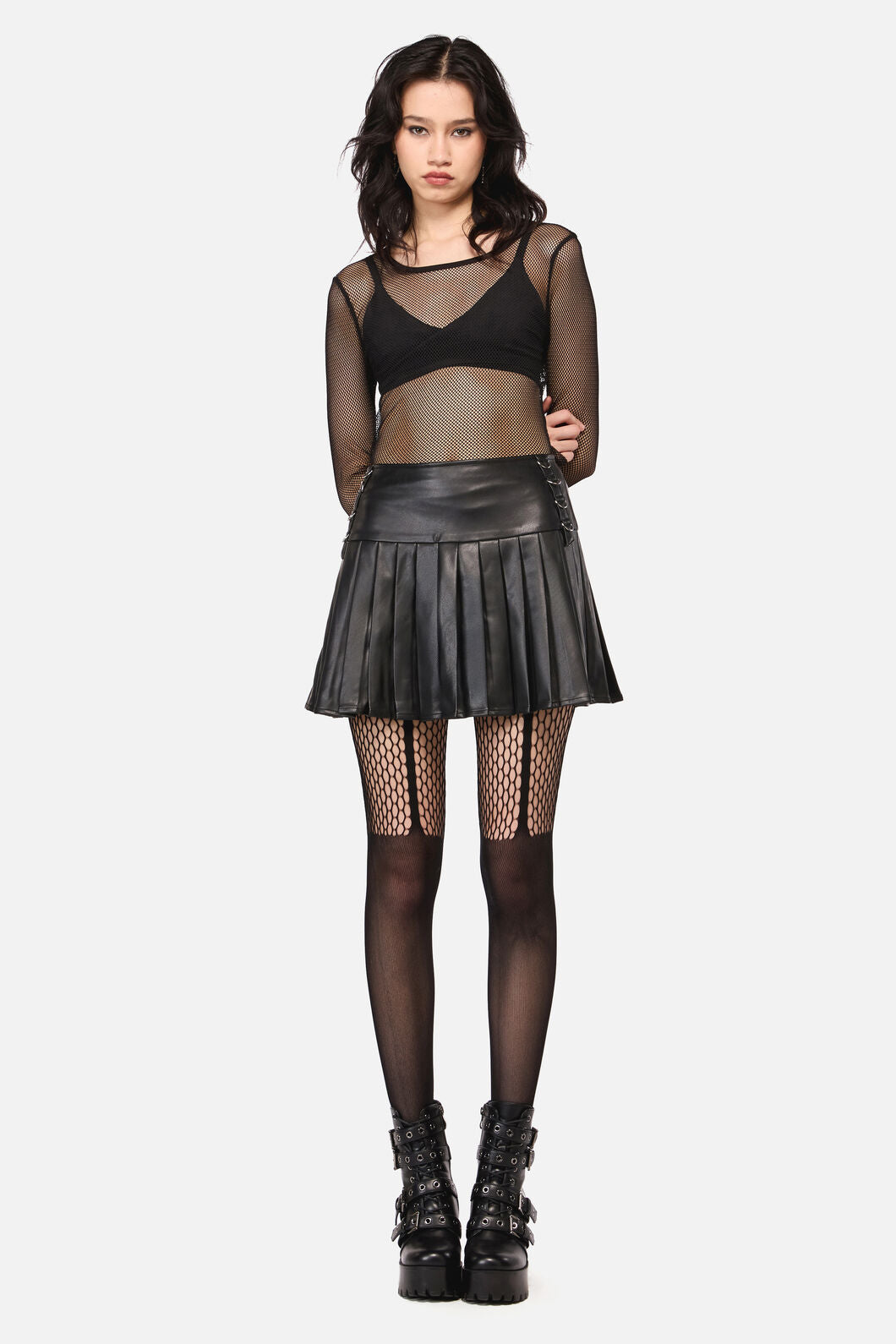 Dangerfield NZ - Hallows Pleated D-Ring PUSkirt - black