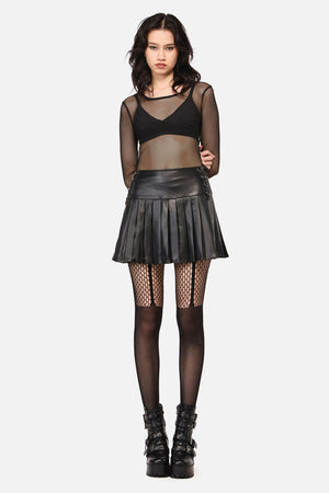 Dangerfield NZ - Hallows Pleated D-Ring PUSkirt - black