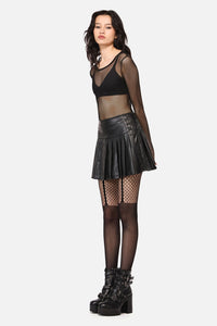 Dangerfield NZ - Hallows Pleated D-Ring PUSkirt - black