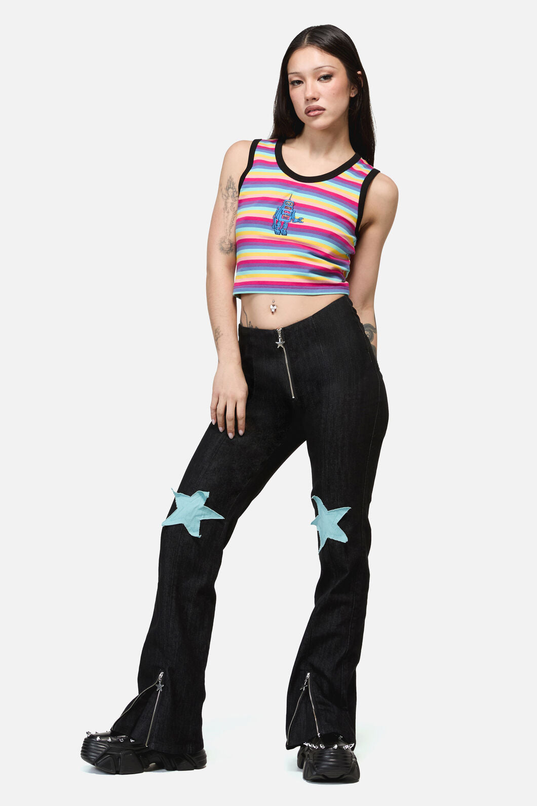 Dangerfield NZ - Roxi Grunge Flared ZipperJean - black