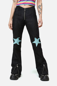 Dangerfield NZ - Roxi Grunge Flared ZipperJean - black