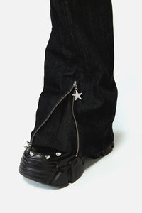 Dangerfield NZ - Roxi Grunge Flared ZipperJean - black