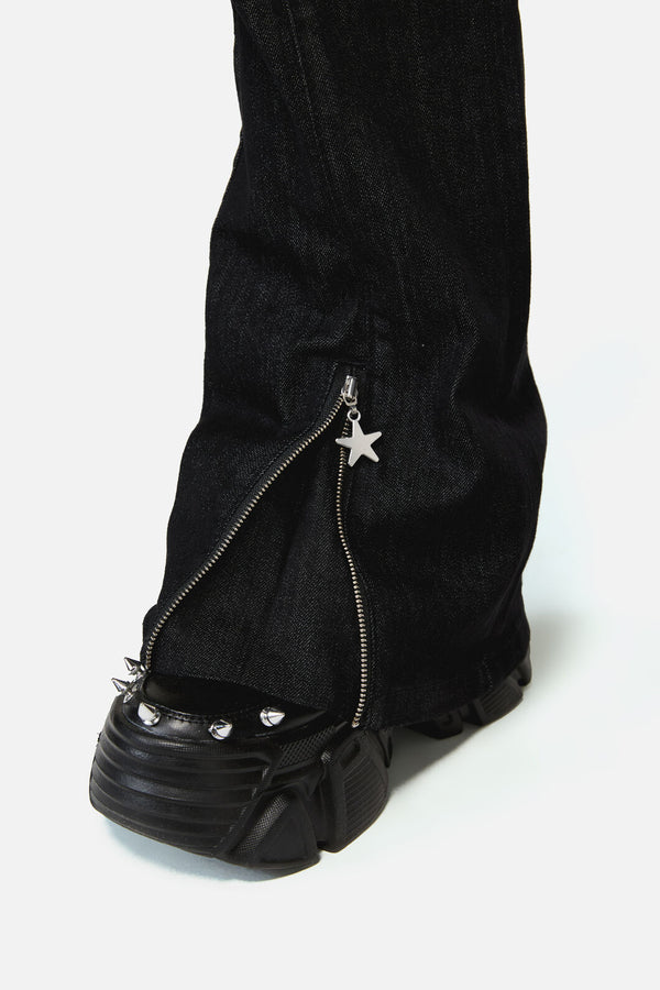 Dangerfield NZ - Roxi Grunge Flared ZipperJean - black