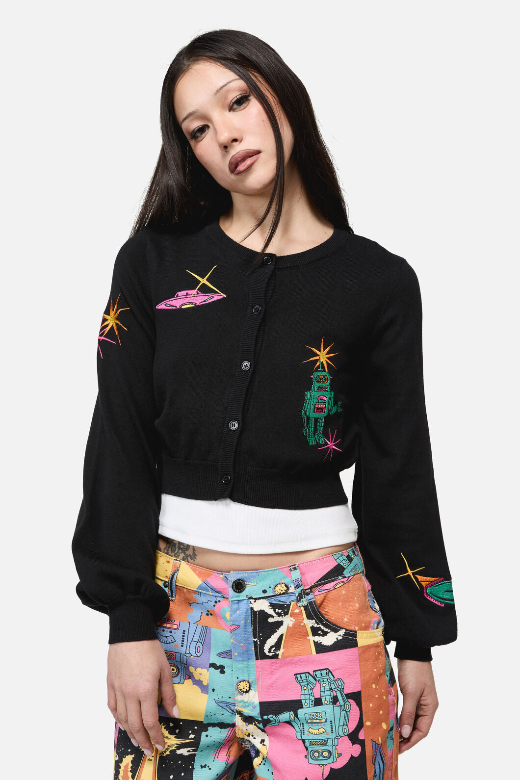 Dangerfield NZ - Galactic Print Cardigan - black