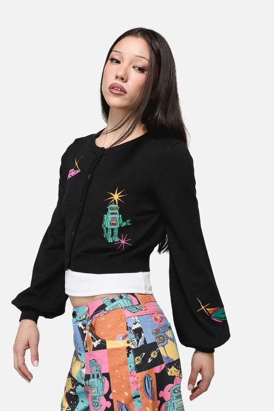 Dangerfield NZ - Galactic Print Cardigan - black