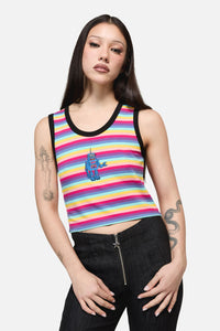 Dangerfield NZ - Robot Stripe Grunge Baby Tank - multi