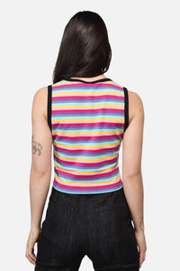 Dangerfield NZ - Robot Stripe Grunge Baby Tank - multi